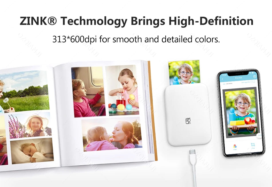 portable mini photo printer-wireless bluetooth pocket printer