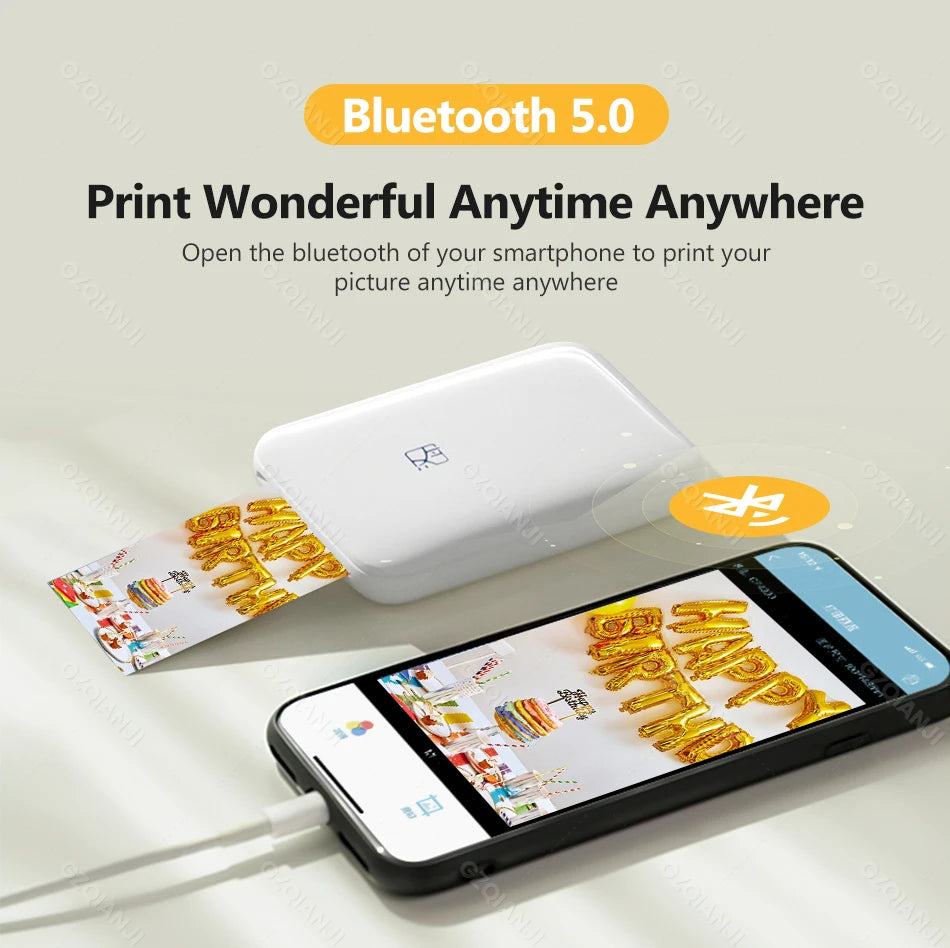 portable mini photo printer-wireless bluetooth pocket printer