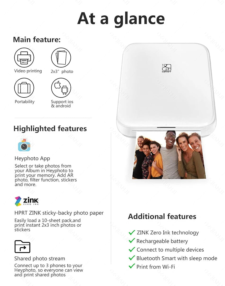 portable mini photo printer-wireless bluetooth pocket printer