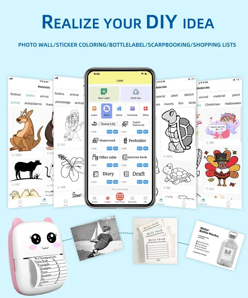 Mini CAT portable thermal printer print photo