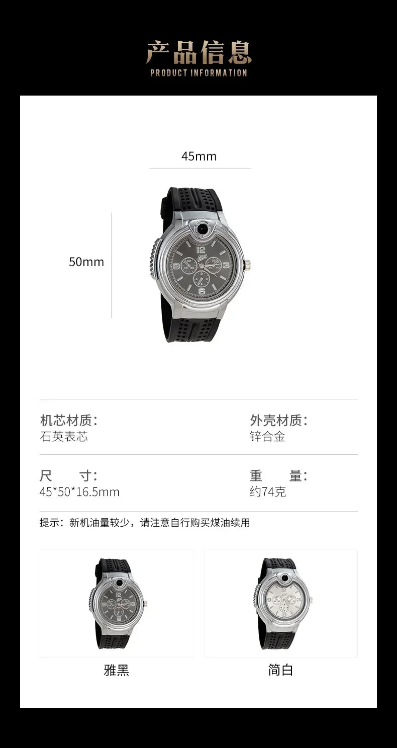 Lighter watch - the timepiece with flame