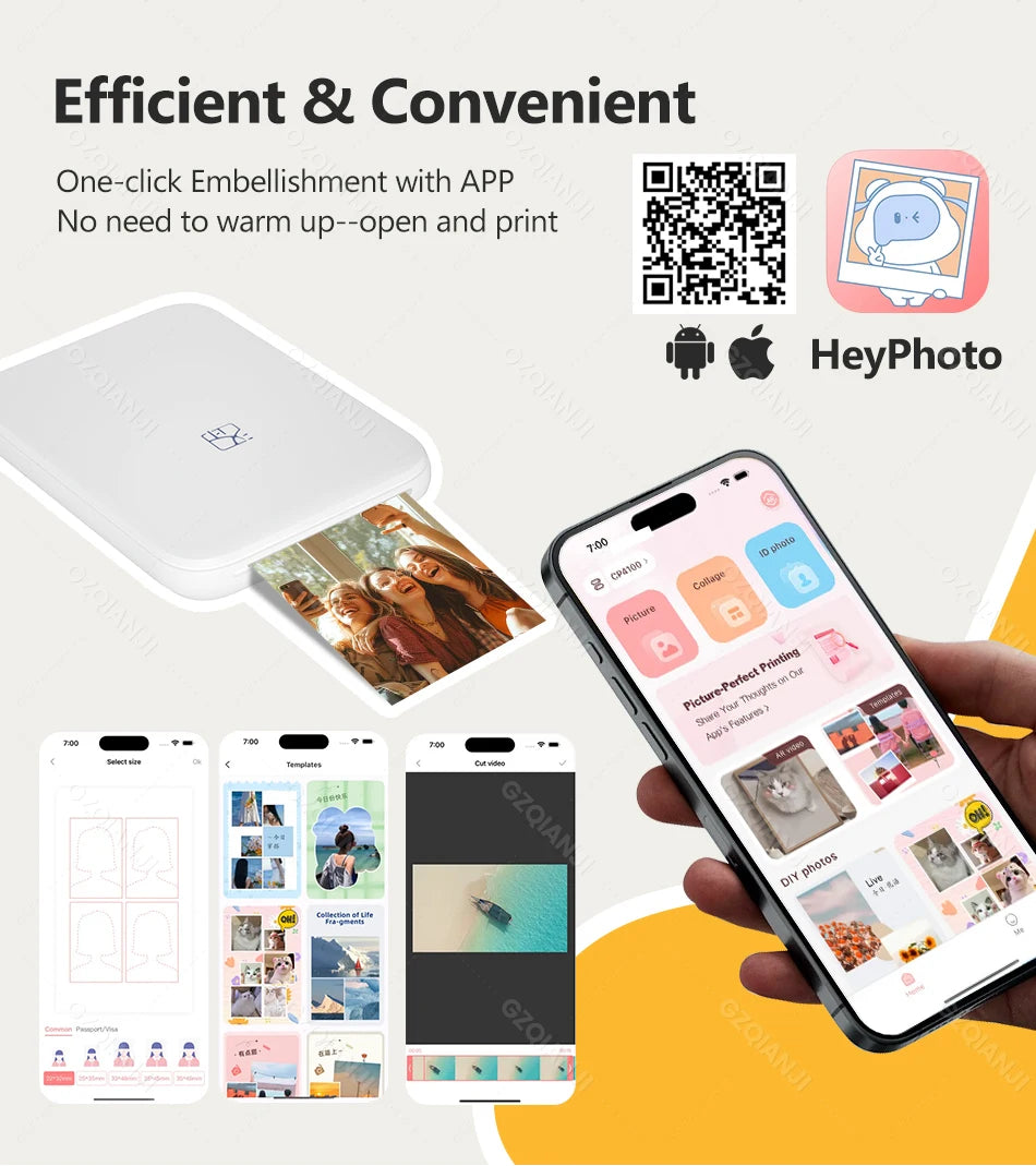 portable mini photo printer-wireless bluetooth pocket printer